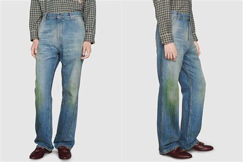 gucci grass stains|Gucci Debuts $1,200 Jeans Designed with Grass Stains Around .